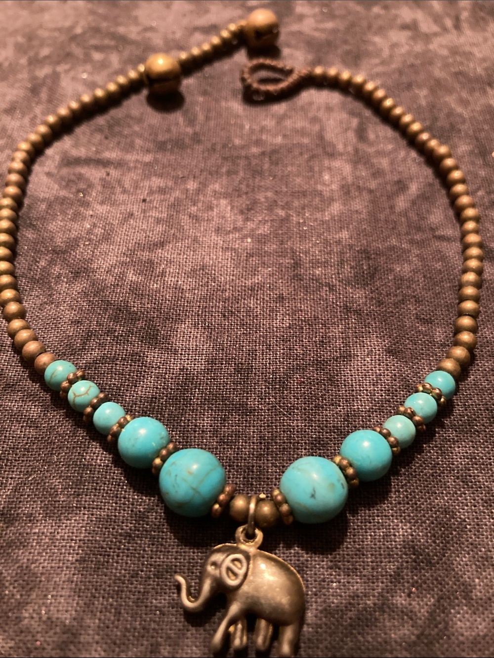 Turquoise Colored Bead Elephant Pendant Bracelet